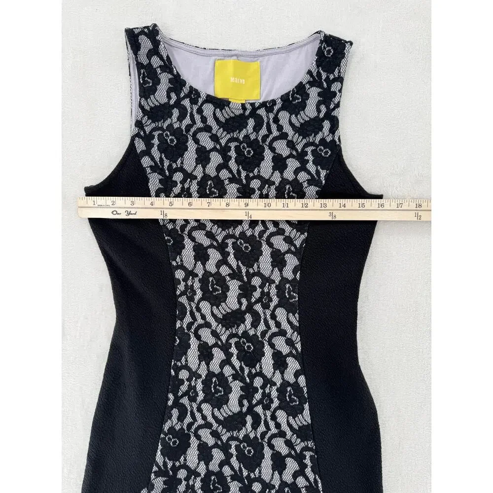Maeve Anthropologie Black White Lace Dress Stretch Sleeveless Dark Coquette S